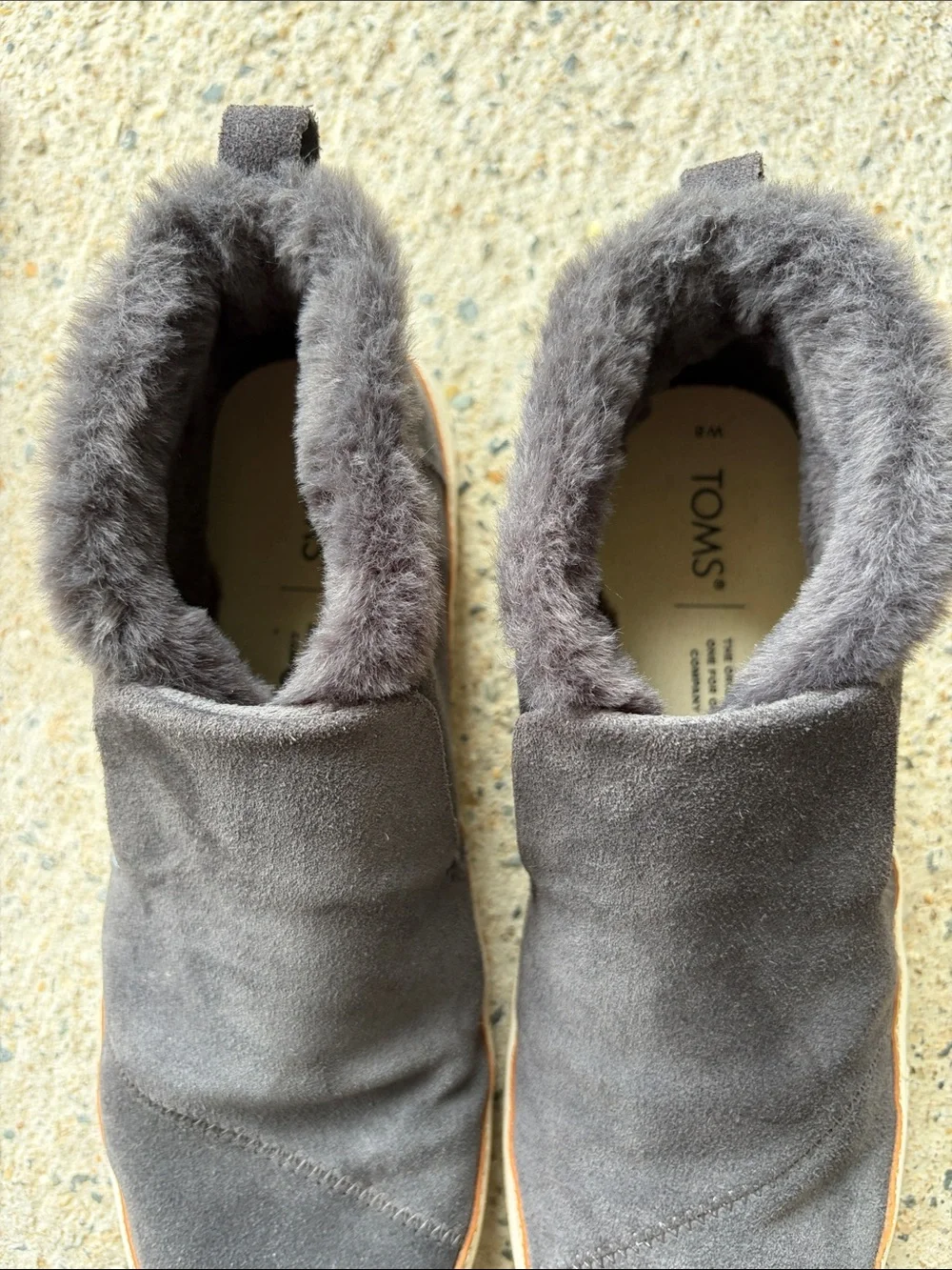 Toms Suede Slip-On Ankle Sneaker with Shearling Lining - Charcoal